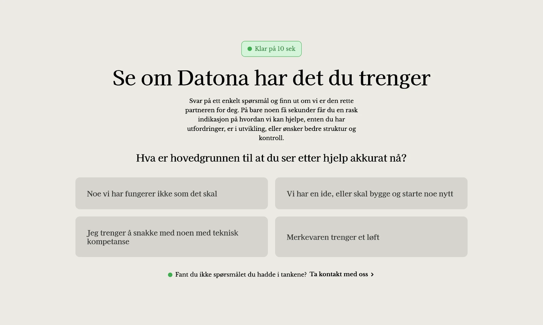 Interaktywna sekcja wyboru usług z czterema klikalnymi opcjami.