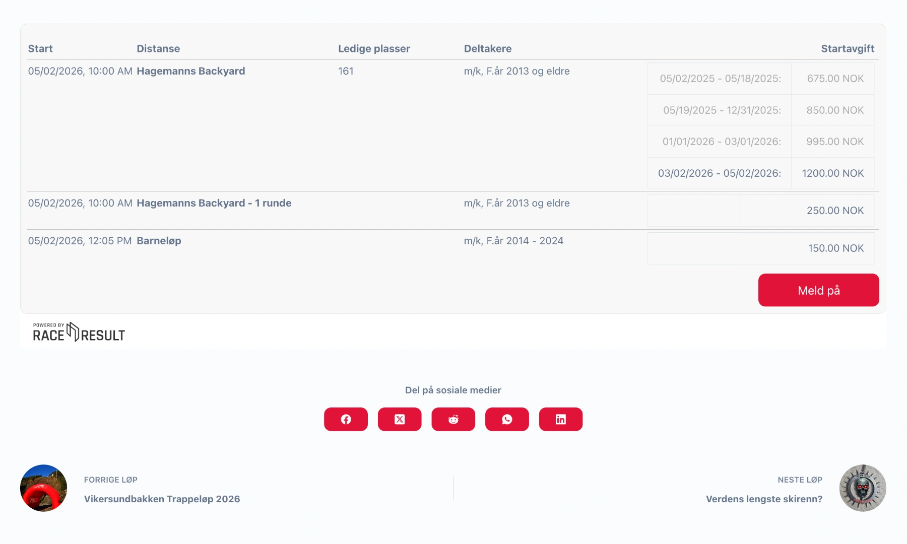 Single event page with embedded event details and registration.