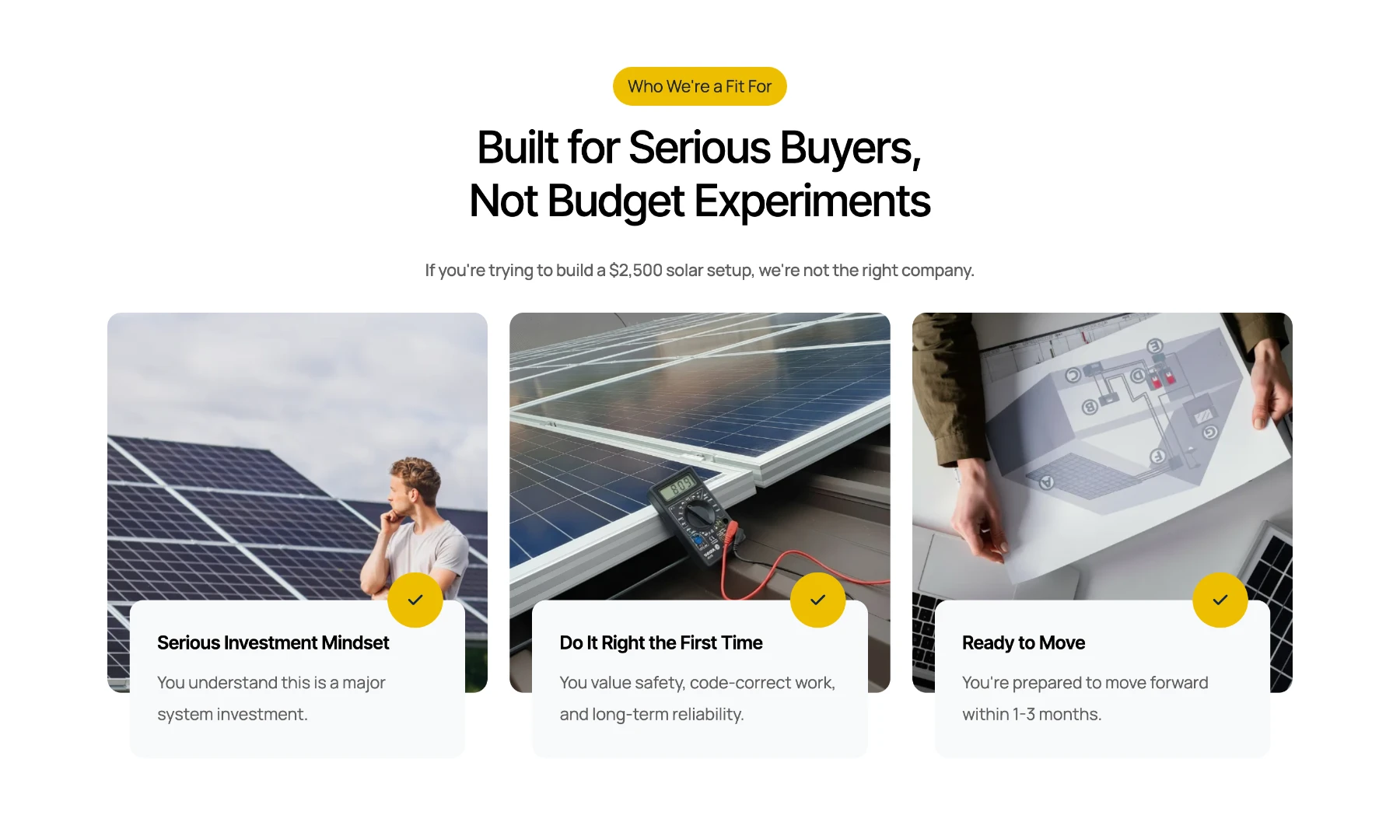 Customer qualifier section.