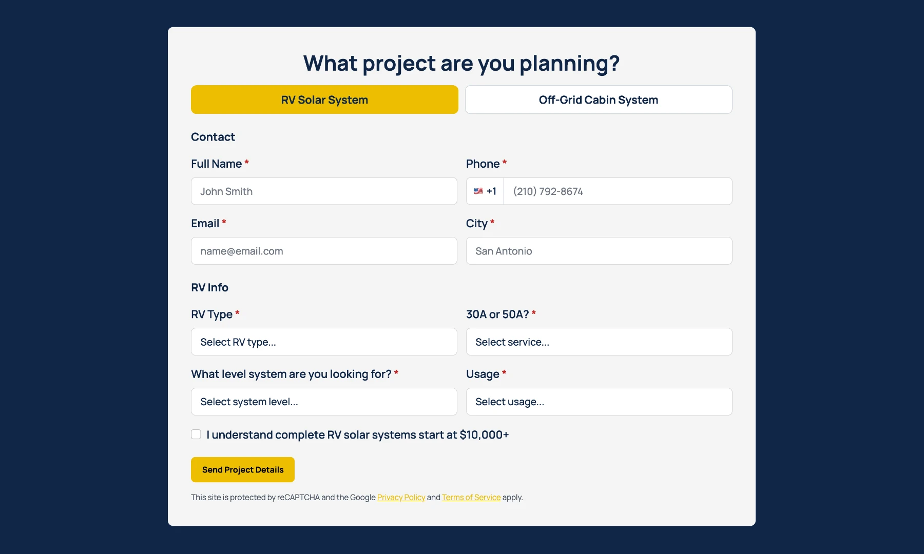Conditional contact form.