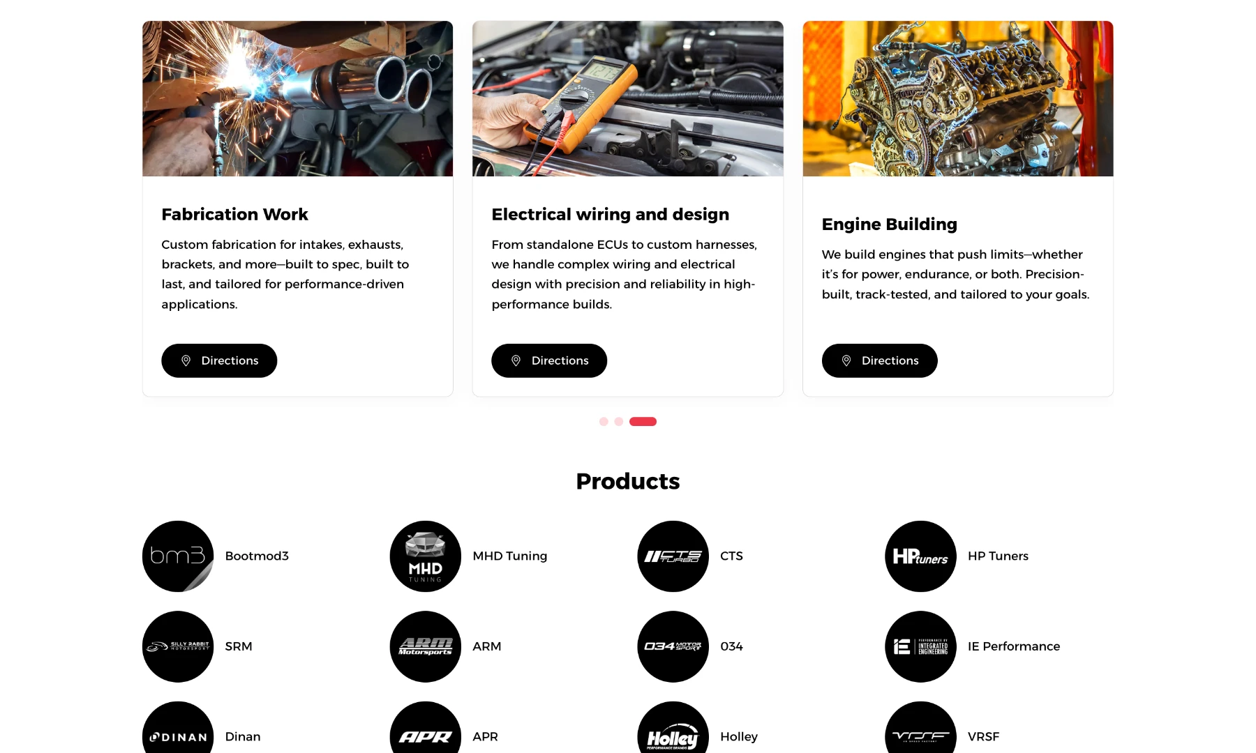 The Auto Lounge services page.