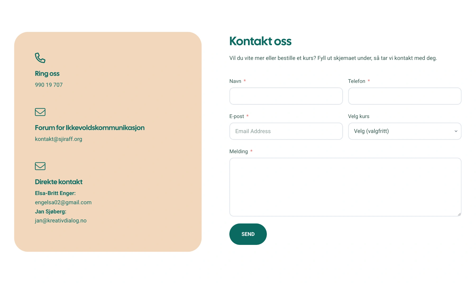 Sjiraff contact page.