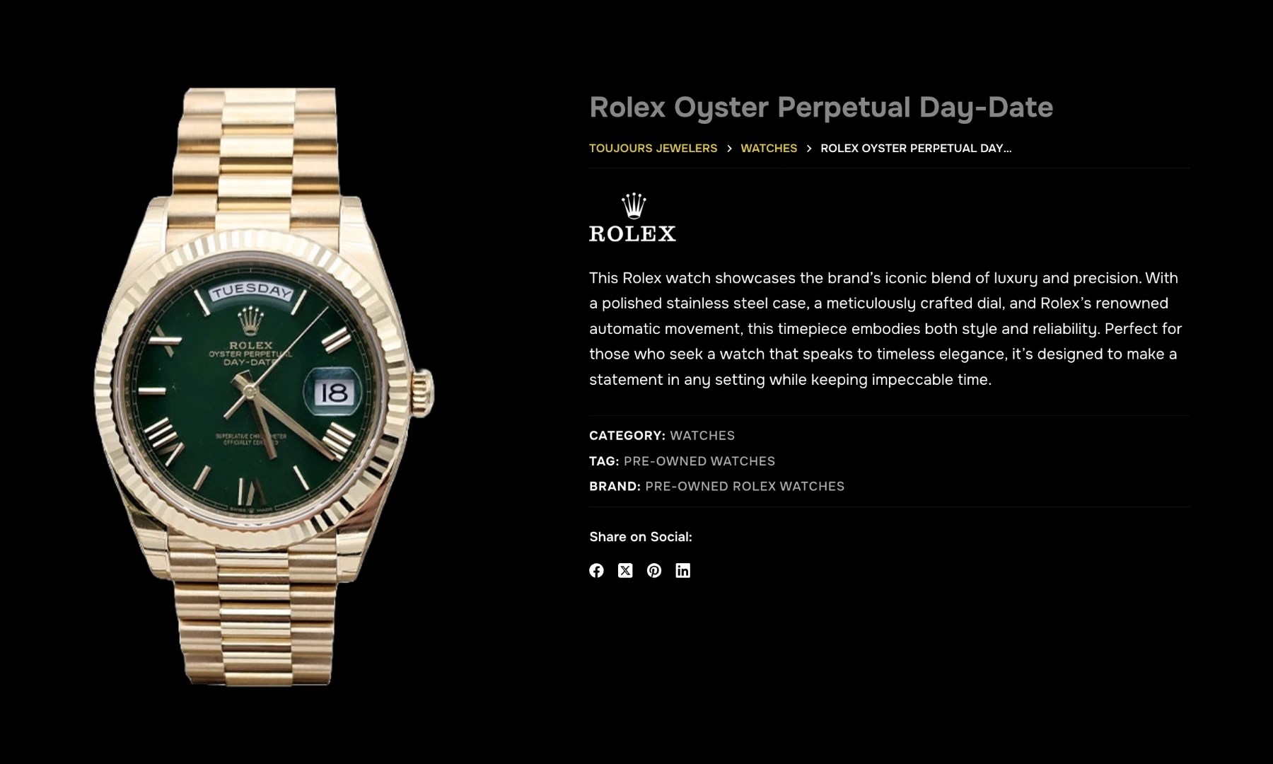 Rolex product catalog page.