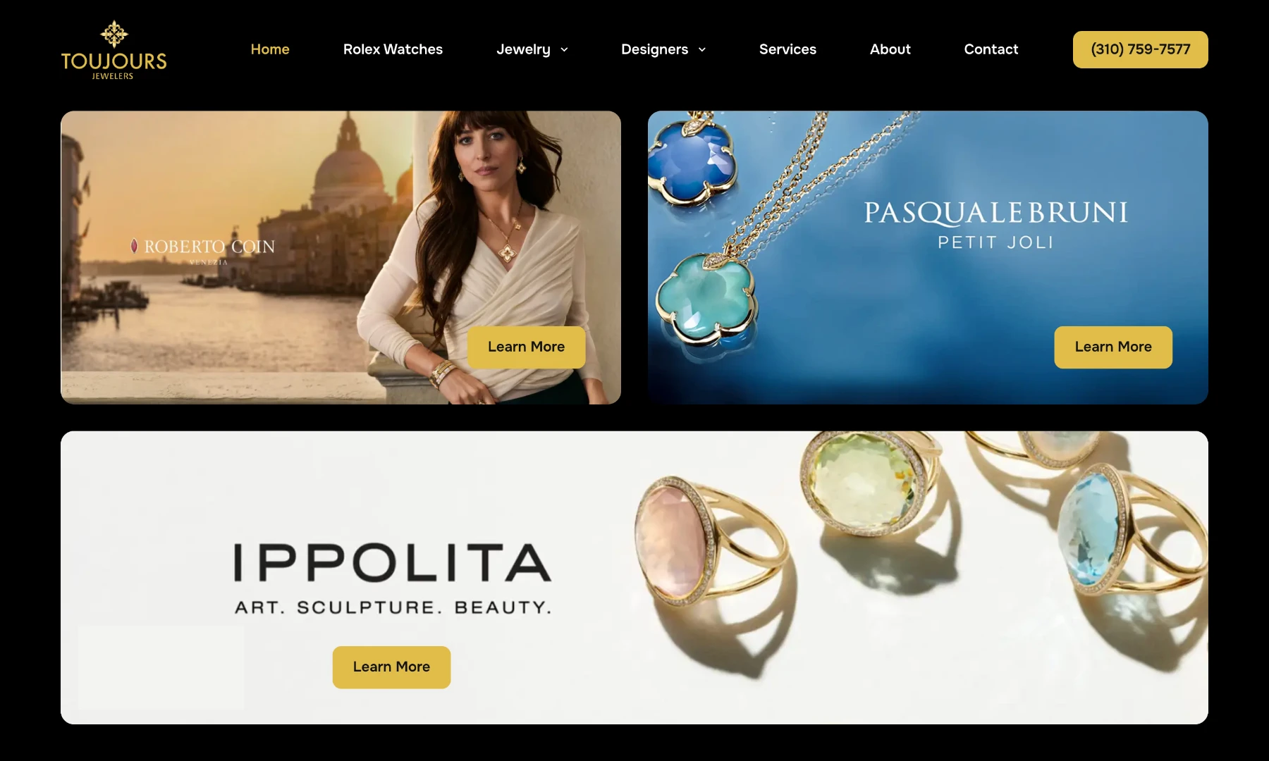 Toujours Jewelers designer banners.